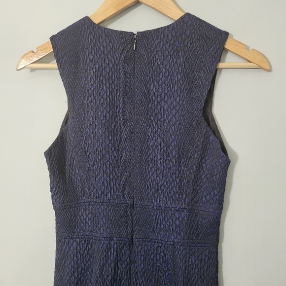 Rebecca Taylor Cobalt Blue V Neck Snake Jacquard Mini Dress - Picture 10 of 13